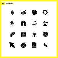 Set of 16 Modern UI Icons Symbols Signs for post beach ball gear cog Editable Vector Design Elements