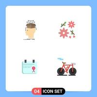 Modern Set of 4 Flat Icons Pictograph of data love knowledge flower date Editable Vector Design Elements