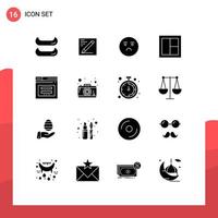 Universal Icon Symbols Group of 16 Modern Solid Glyphs of web page feeling wooden interior Editable Vector Design Elements