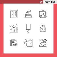 Set of 9 Commercial Outlines pack for tuning fork instrument computing smartphone shop Editable Vector Design Elements