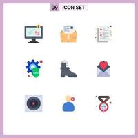 Group of 9 Modern Flat Colors Set for gear optimization folder development ok Editable Vector Design Elements