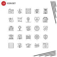 Pictogram Set of 25 Simple Lines of implementation ribbon watch accessorize decoration masjid Editable Vector Design Elements