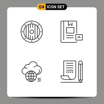 4 Line concept for Websites Mobile and Apps element cloud spa education light Editable Vector Design Elements