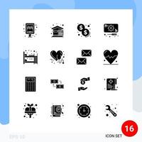 Modern Set of 16 Solid Glyphs and symbols such as bed ware service house repairs development Editable Vector Design Elements