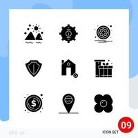 User Interface Pack of 9 Basic Solid Glyphs of locked sheild service options sign Editable Vector Design Elements