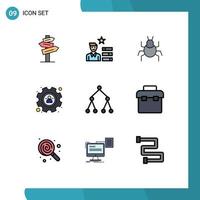 9 Creative Icons Modern Signs and Symbols of topology link bug user management Editable Vector Design Elements