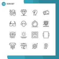 Set of 16 Vector Outlines on Grid for glasses easter expensive egg power Editable Vector Design Elements