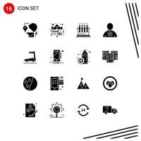 Group of 16 Solid Glyphs Signs and Symbols for machine favorite lab booked avatar Editable Vector Design Elements