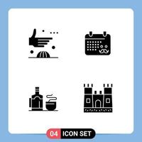 Universal Icon Symbols Group of 4 Modern Solid Glyphs of agreement tea handshake dad hot Editable Vector Design Elements