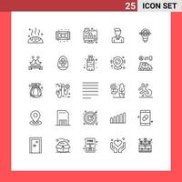 Set of 25 Commercial Lines pack for pen profile computer person human Editable Vector Design Elements