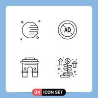 4 Creative Icons Modern Signs and Symbols of astronomy hinduism ad digital indian Editable Vector Design Elements