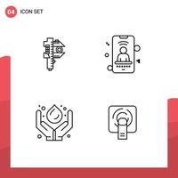 Concepto de 4 líneas para sitios web móviles y aplicaciones que miden la atención médica para usuarios pequeños elementos de diseño de vectores editables