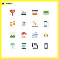 Set of 16 Modern UI Icons Symbols Signs for plant currency interface payment dollar Editable Pack of Creative Vector Design Elements