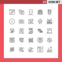 Line Pack of 25 Universal Symbols of rank badge gentleman money online shop Editable Vector Design Elements