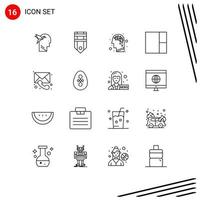Set of 16 Vector Outlines on Grid for message chat tag medical grid Editable Vector Design Elements