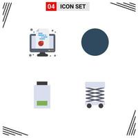 Modern Set of 4 Flat Icons and symbols such as chart low pie round construction Editable Vector Design Elements