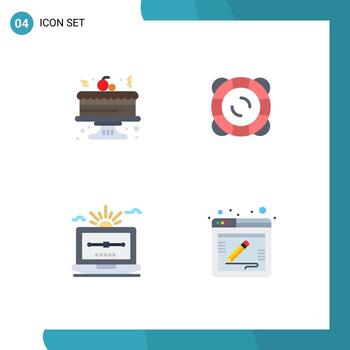Pictogram Set of 4 Simple Flat Icons of cake vector protection float draw Editable Vector Design Elements