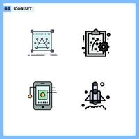 Set of 4 Modern UI Icons Symbols Signs for edit hardware resize workforce launch Editable Vector Design Elements