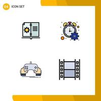 User Interface Pack of 4 Basic Filledline Flat Colors of book gaming instruction progress percent entertainment Editable Vector Design Elements