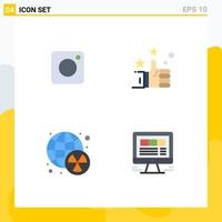 Group of 4 Modern Flat Icons Set for camera waste social like browser Editable Vector Design Elements