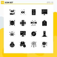 Set of 16 Modern UI Icons Symbols Signs for design tutorial device multimedia education Editable Vector Design Elements