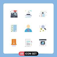 Group of 9 Modern Flat Colors Set for body avatar card report document Editable Vector Design Elements