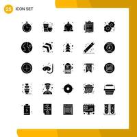 Modern Set of 25 Solid Glyphs Pictograph of food clip board web done check Editable Vector Design Elements