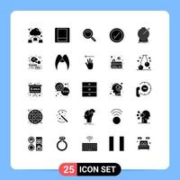 25 User Interface Solid Glyph Pack of modern Signs and Symbols of targeting goal view focus user Editable Vector Design Elements