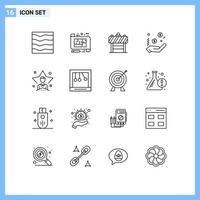 Universal Icon Symbols Group of 16 Modern Outlines of sign dollar floor business traffic Editable Vector Design Elements