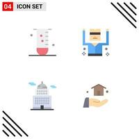 4 User Interface Flat Icon Pack of modern Signs and Symbols of biology administration laboratory criminal government Editable Vector Design Elements