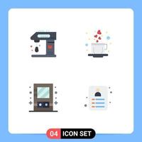 Set of 4 Commercial Flat Icons pack for appliances cabinet cooking heart utensil Editable Vector Design Elements