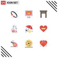 Modern Set of 9 Flat Colors and symbols such as test flask service chemistry stool Editable Vector Design Elements