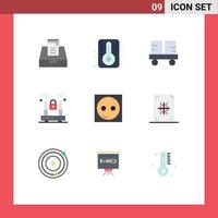 Pack of 9 creative Flat Colors of electronic devices forklift protection internet Editable Vector Design Elements