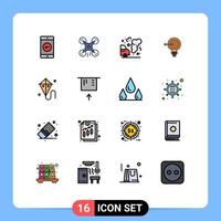 Pack of 16 Modern Flat Color Filled Lines Signs and Symbols for Web Print Media such as idea solution car goal target Editable Creative Vector Design Elements