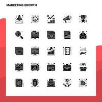 25 conjunto de iconos de crecimiento de marketing plantilla de ilustración de vector de icono de glifo sólido para ideas web y móviles para empresa comercial