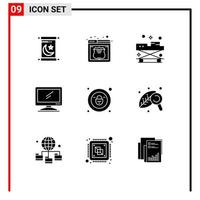 9 Universal Solid Glyphs Set for Web and Mobile Applications lock imac doctor device computer Editable Vector Design Elements
