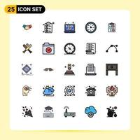 25 Universal Filled line Flat Color Signs Symbols of health report shopping tool devices Editable Vector Design Elements