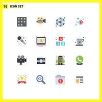 Set of 16 Modern UI Icons Symbols Signs for microphone right education back game Editable Pack of Creative Vector Design Elements