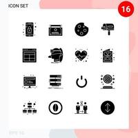 Set of 16 Modern UI Icons Symbols Signs for interface shopping breakfast mail food Editable Vector Design Elements