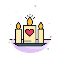 Candle Love Heart Wedding Abstract Flat Color Icon Template vector