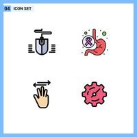 User Interface Pack of 4 Basic Filledline Flat Colors of mouse hand cursor cancer stomach left Editable Vector Design Elements