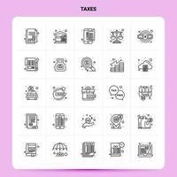 OutLine 25 Taxes Icon set Vector Line Style Design Black Icons Set Linear pictogram pack Web and Mobile Business ideas design Vector Illustration