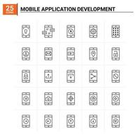 25 Mobile Application Development icon set vector background