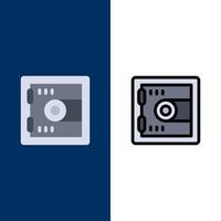 Locker Lock Motivation  Icons Flat and Line Filled Icon Set Vector Blue Background