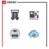 Stock Vector Icon Pack of 4 Line Signs and Symbols for construction transport structure meter public Editable Vector Design Elements