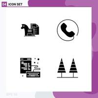 Group of 4 Solid Glyphs Signs and Symbols for strategy browser chess answer development Editable Vector Design Elements