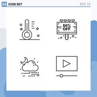4 Creative Icons Modern Signs and Symbols of cloudy wind temperature sale rain Editable Vector Design Elements
