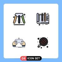 Set of 4 Modern UI Icons Symbols Signs for slider gaming architect ruler entertainment Editable Vector Design Elements