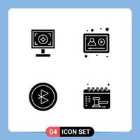 4 Universal Solid Glyphs Set for Web and Mobile Applications brand connection print profile appointment Editable Vector Design Elements