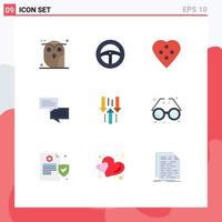 9 Flat Color concept for Websites Mobile and Apps down message button communication sewing accessories Editable Vector Design Elements